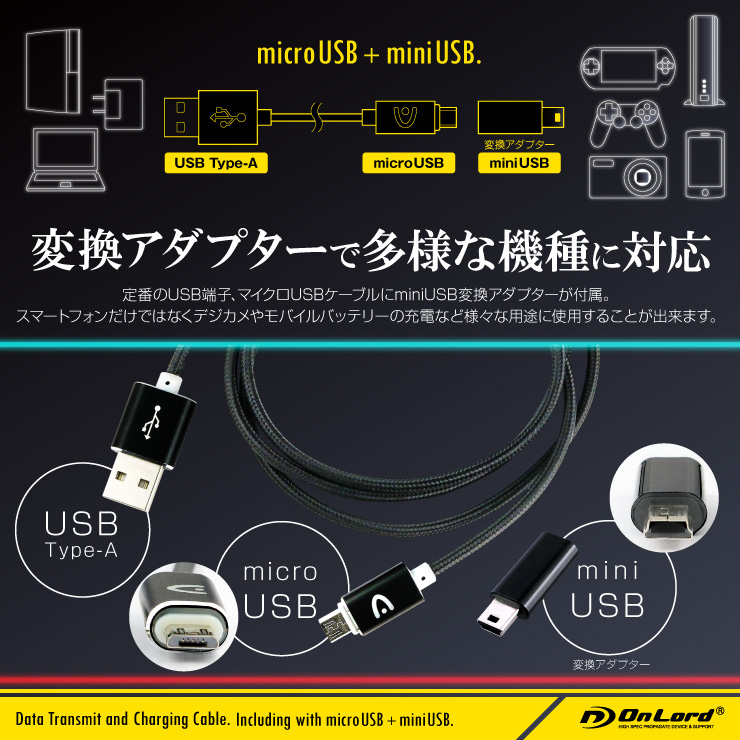 USBť֥1m 2A micro mini ǡž Android ɥ ޥ ֥å OL-204˥
