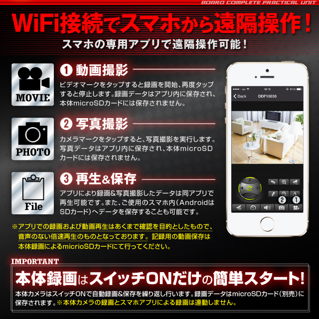小型カメラ 基板完成実用ユニット スパイカメラ スパイダーズX PRO (UT-110) WiFi搭載 遠隔操作 小型ビデオカメラ 防犯カメラ スマホ接続 外部バッテリー接続