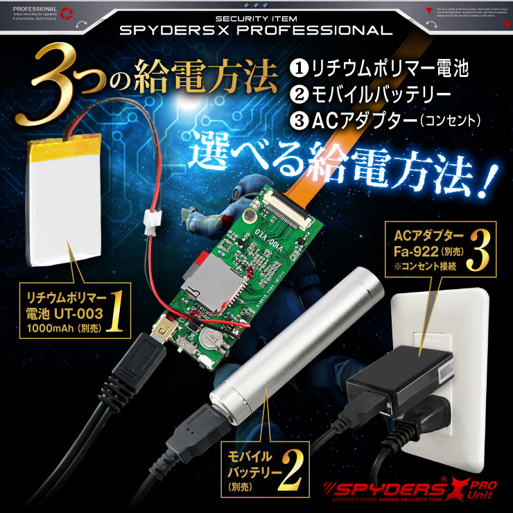 スパイダーズX PRO 小型カメラ 基板完成実用ユニット 防犯カメラ 3.2K 暗視補正 128GB スパイカメラ UT-122 