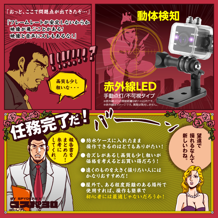 トイデジ 防犯カメラ 望遠レンズ 防水ケース 赤外線 スパイカメラ CP-020