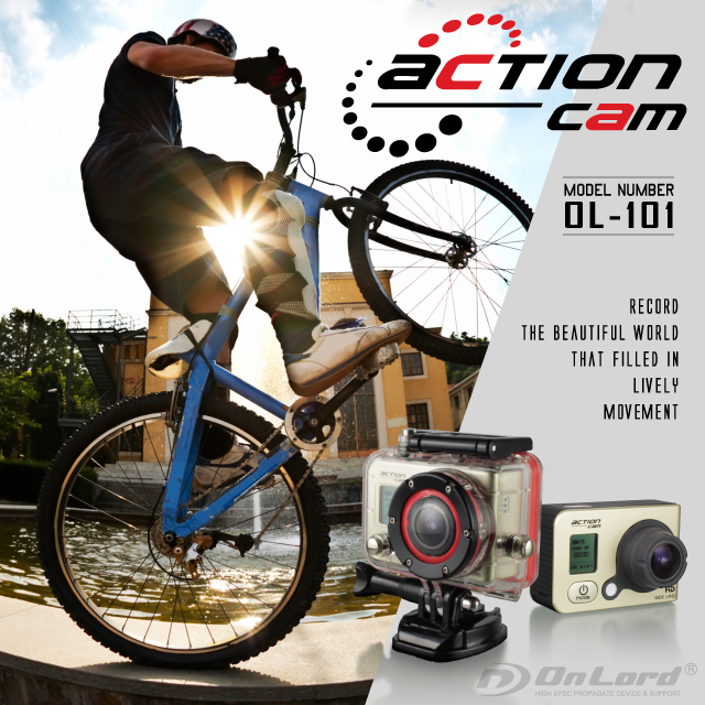 GoPro（ゴープロ）クラス ウェアラブルカメラ アクションカム (OL-101) 高画質撮影 広角170° 60m防水 専用ケース＆マウント付属 オンロード OnLord バッテリー×2個付