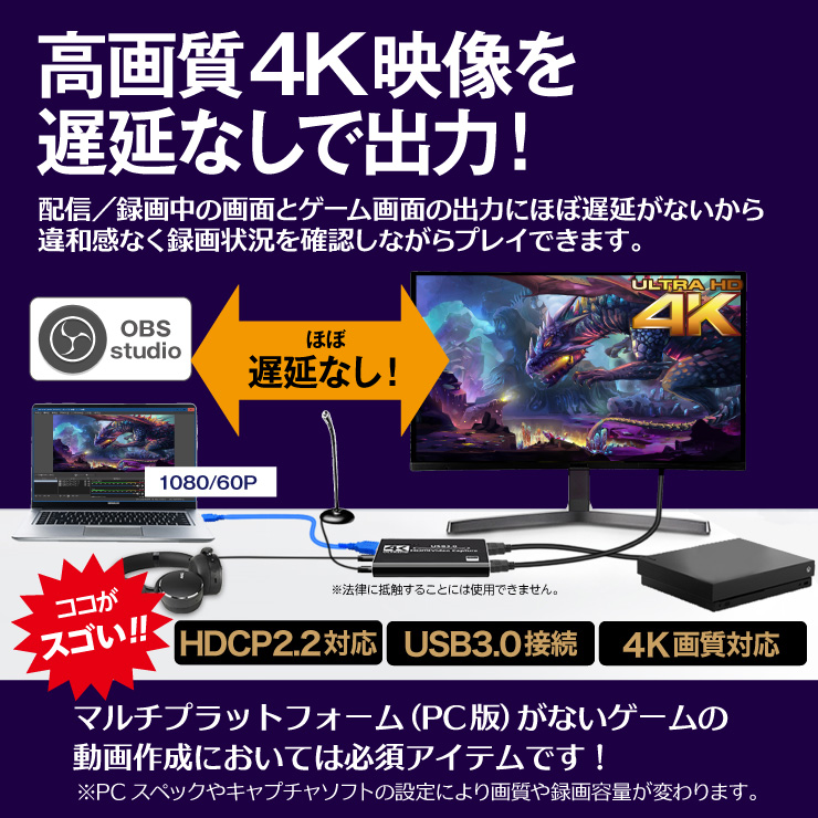キャプチャーボード 4K HDMI ゲーム ビデオキャプチャー