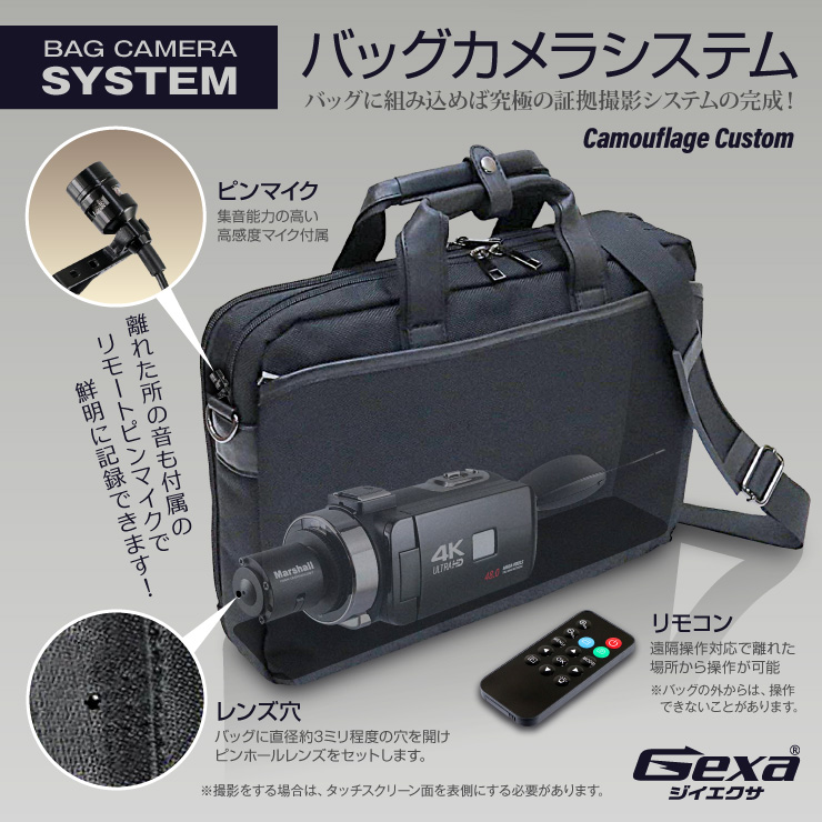 ジイエクサ Gexa 調査用 ピンホールレンズ 4k ビデオカメラ 証拠撮影セット 強力赤外線搭載 リモートマイク付属 スマホ操作 128gb対応 Gx 101