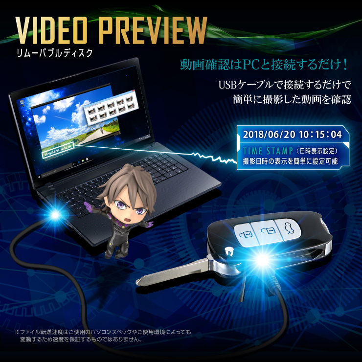 スパイダーズX 小型カメラ キーレス型カメラ ホワイト 防犯カメラ 1080P 録音機能 スパイカメラ A-206W
