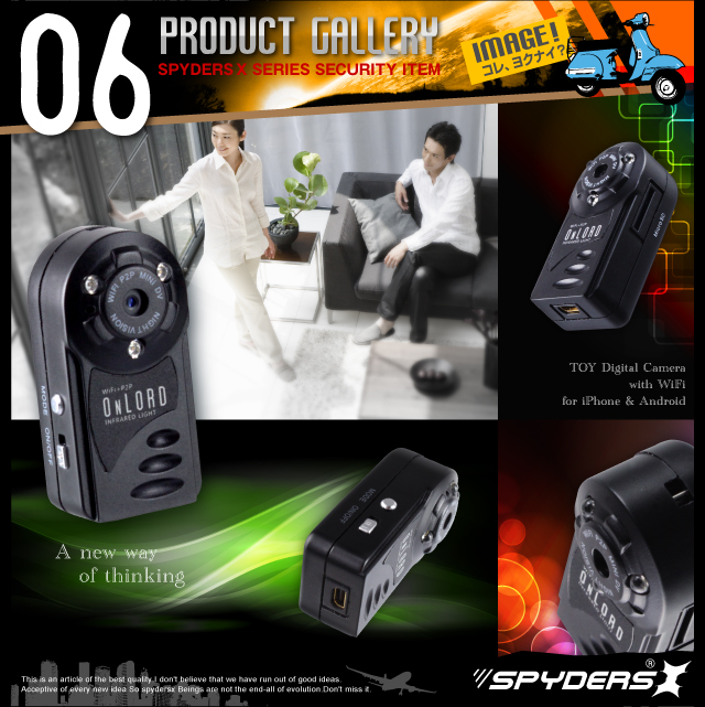 小型カメラ 防犯カメラ 小型ビデオカメラ トイデジ デジタルムービーカメラ スパイカメラ スパイダーズX (A-360) コンパクトカメラ 赤外線 WiFi機能搭載 P2P