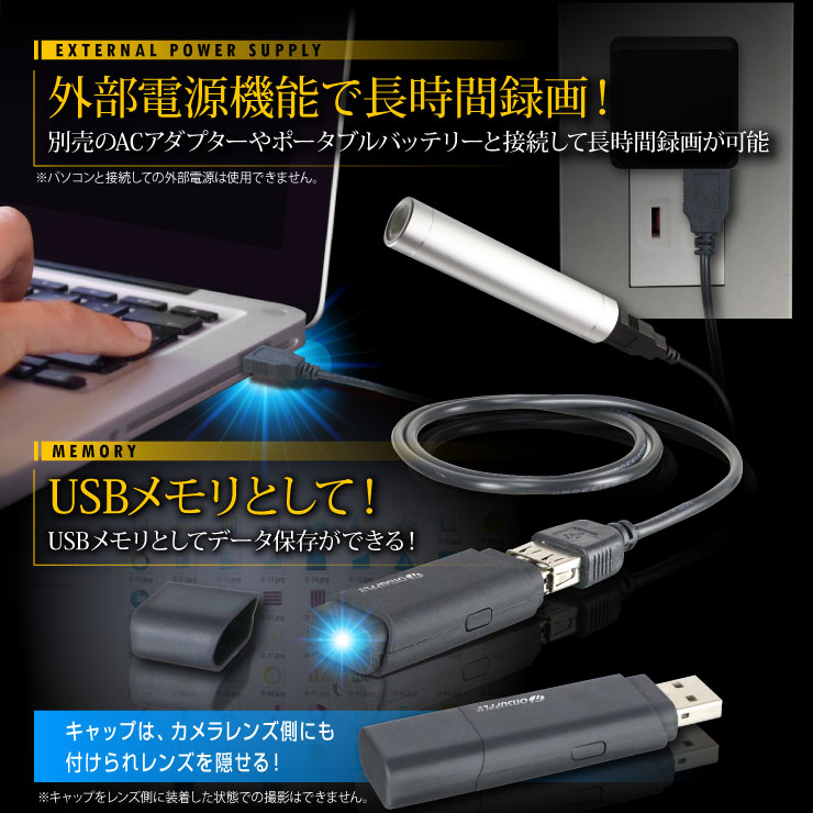 USBメモリ型カメラ 小型カメラ スパイダーズX (A-490) スパイカメラ 1080P 写真5連写 32GB対応