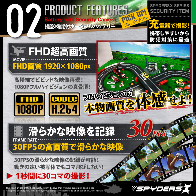 小型カメラ 防犯カメラ 小型ビデオカメラ ポータブルバッテリー 充電器型 スパイカメラ スパイダーズX (A-610SS) シルバー 小型カメラ＆充電器セット