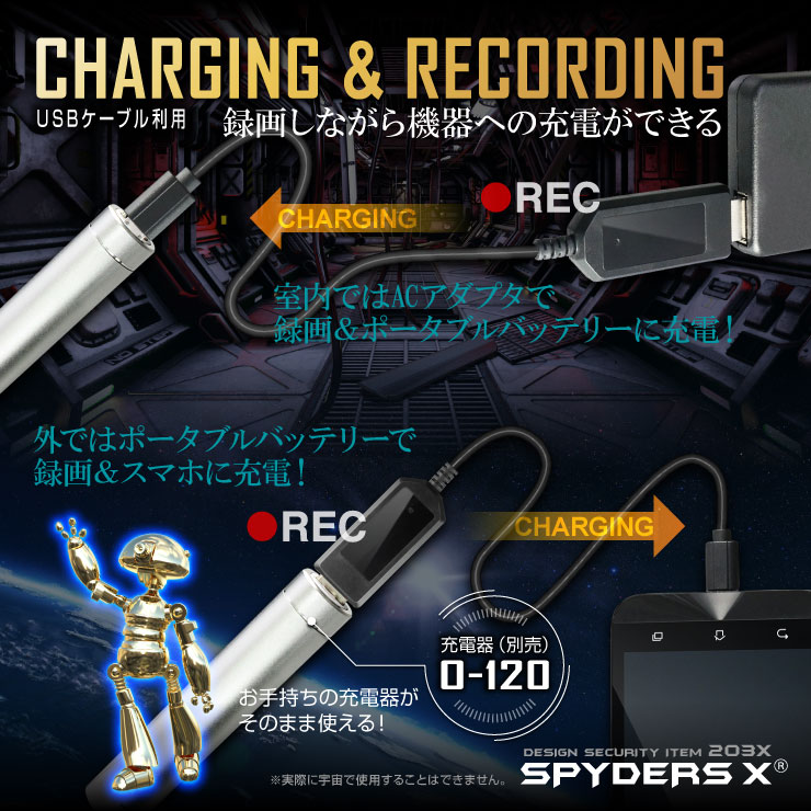 USBケーブル型カメラ 小型カメラ スパイダーズX (M-942W) ホワイト