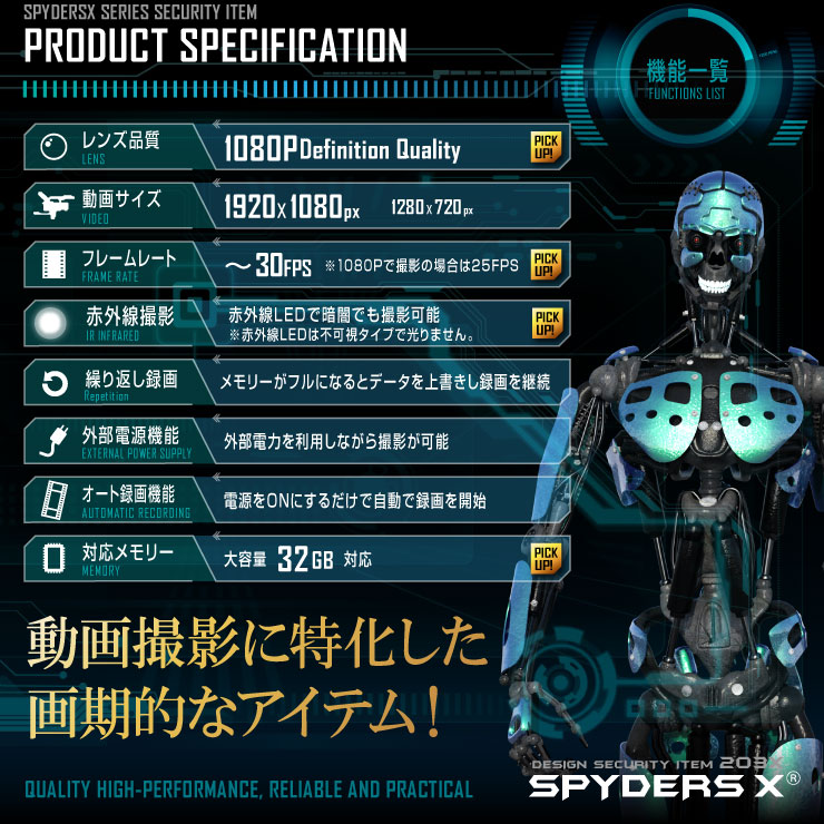 カップリッド型カメラ 小型カメラ スパイダーズX (M-943)