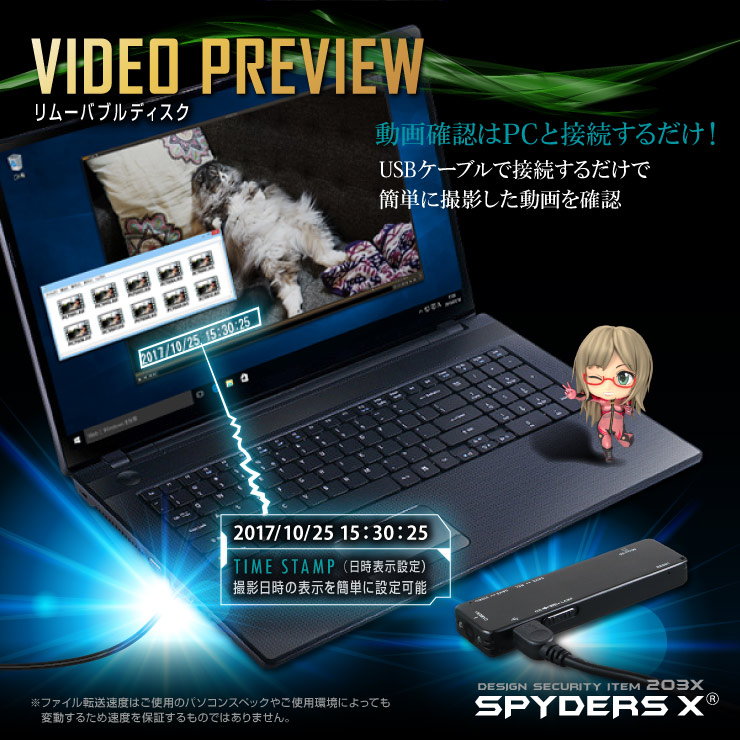 ガム型カメラ 小型カメラ スパイダーズX (M-947M) ミント 1080P LEDライト 32GB対応