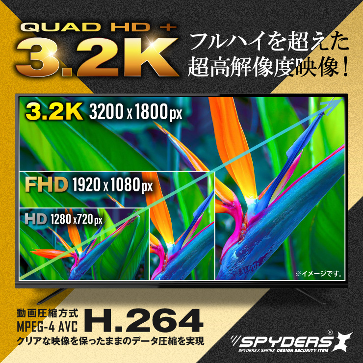 スパイダーズX 小型カメラ ハンガーフック型 防犯カメラ 3.2K 暗視補正 スパイカメラ M-960
