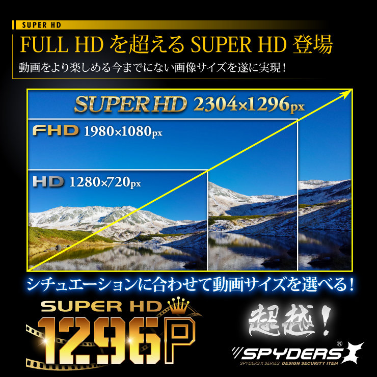 ペン型カメラ 小型カメラ スパイダーズX (P-122) スパイカメラ SUPER HD 1296P 60FPS 32GB内蔵