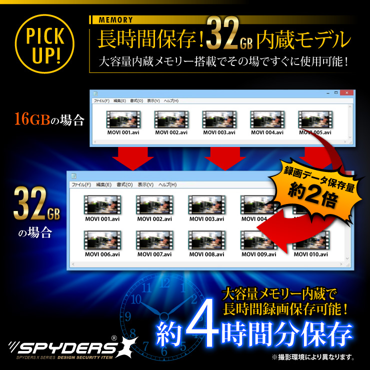 腕時計型カメラ 小型カメラ スパイダーズX (W-706)