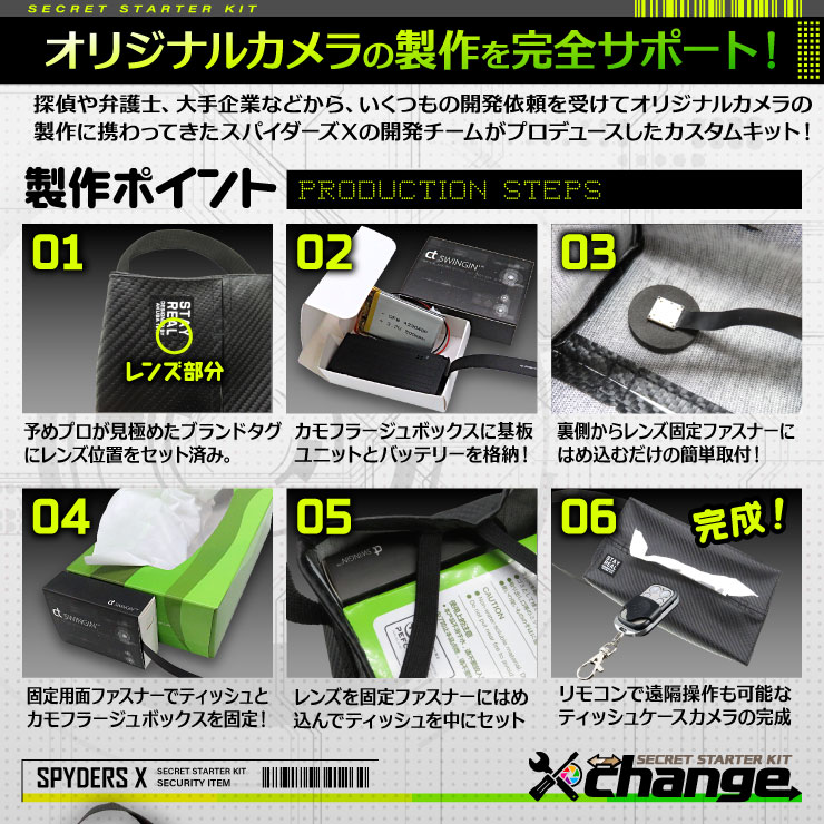 スパイダーズX change 小型カメラ 観葉植物 ホワイト シークレットキット 防犯カメラ 4K スパイカメラ CK-016B
