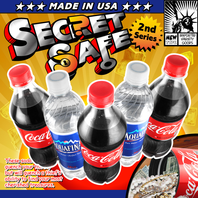 隠し金庫 SPECIAL! ペットボトル飲料デザイン 収納 セーフティボックス『SECRET SAFE シークレットセーフ』 (OA-389) CocaCola アメリカン雑貨 米国直輸入 貴重品の保管 タンス貯金 へそくり 防犯 スパイグッズ